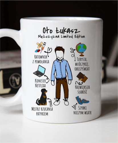 Kubek personalizowany z własną podobizną dla niego