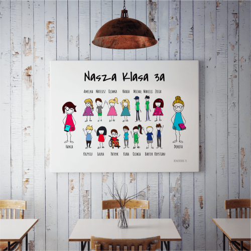 Prezent na Dzień Nauczyciela i zakończenie roku - plakat personalizowany z klasą