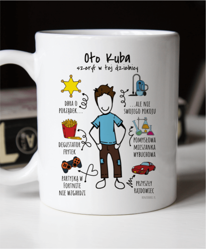 Kubek personalizowany na prezent dla chłopca 
