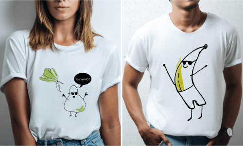 Koszulki personalizowane dla pary - Owoce