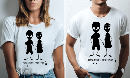 Koszulki personalizowane dla pary - Alien couple