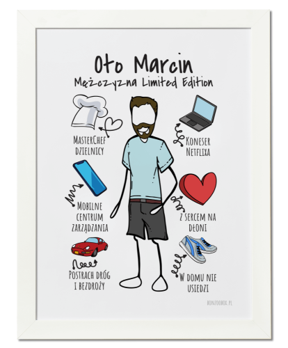 Plakat karykatura z własną podobizną