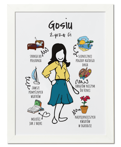 Plakat personalizowany na prezent urodzinowy - "Życzę ci ..."