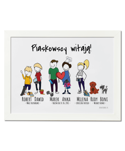 Plakat personalizowany z portretem rodziny