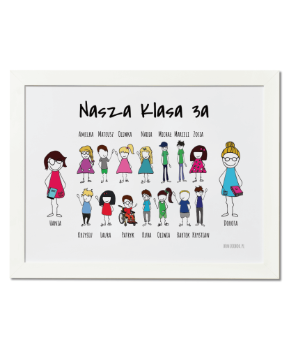 Prezent na Dzień Nauczyciela i zakończenie roku - plakat personalizowany z klasą