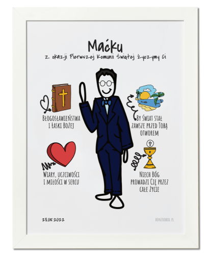 Plakat personalizowany na prezent pamiątkowy na komunię