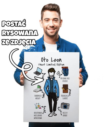 Plakat rysowany z własnej podobizny