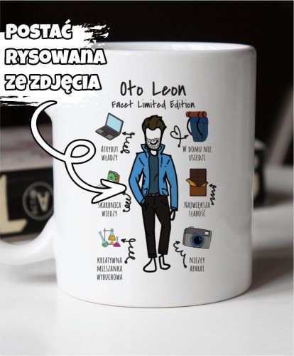 Kubek rysowany z własnej podobizny