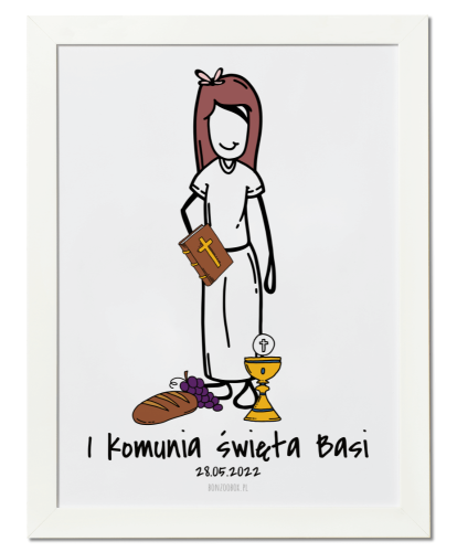 Plakat personalizowany na prezent pamiątkowy na komunię