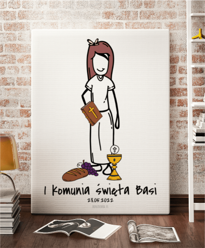 Plakat personalizowany na prezent pamiątkowy na komunię