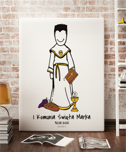 Plakat personalizowany na prezent pamiątkowy na komunię