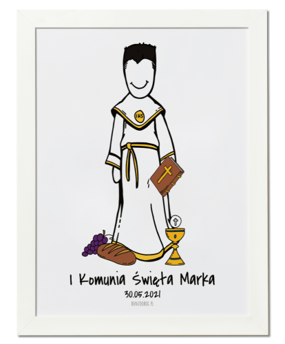 Plakat personalizowany na prezent pamiątkowy na komunię