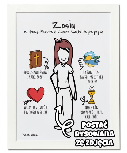 Plakat komunijny rysowany ze zdjęcia 