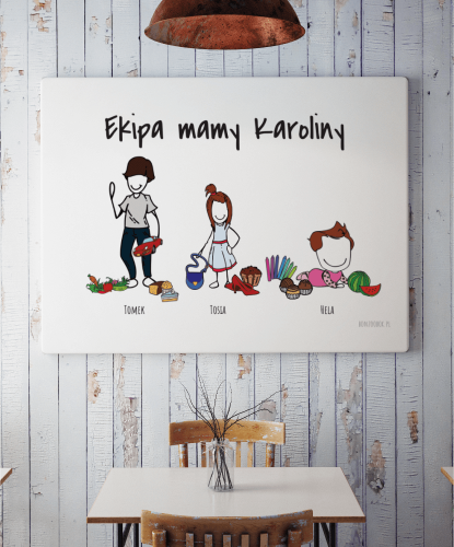 Plakat personalizowany na prezent dla mamy "Ekipa mamy Karoliny"