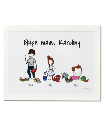 Plakat personalizowany na prezent dla mamy "Ekipa mamy Karoliny"