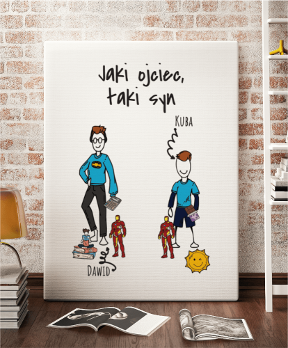 Plakat personalizowany na prezent dla taty "Jaki ojciec, taki syn" 
