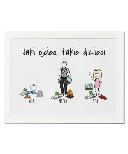 Plakat personalizowany na prezent dla taty "Jaki tata, takie dzieci"