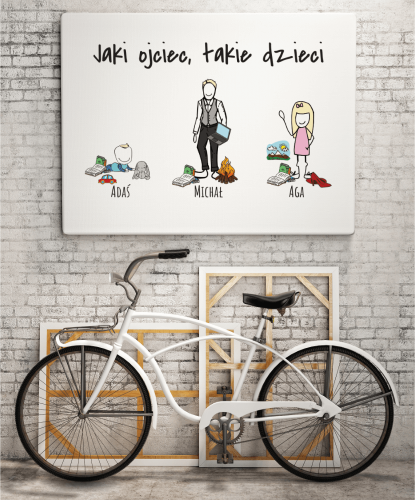 Plakat personalizowany na prezent dla taty "Jaki tata, takie dzieci"