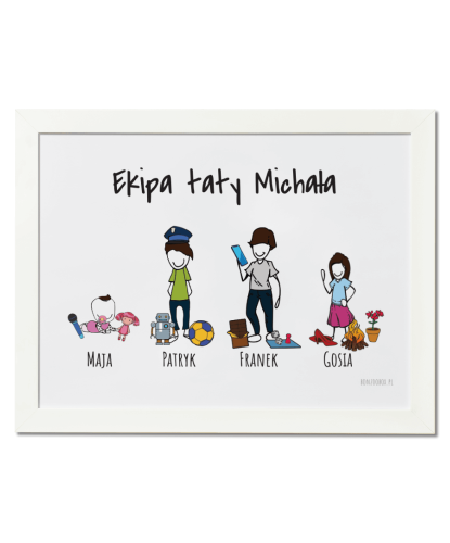 Plakat personalizowany na prezent dla taty "Ekipa taty"