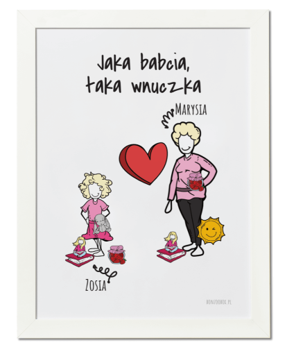 Plakat personalizowany na prezent dla babci "Jaka babcia, taka wnuczka"