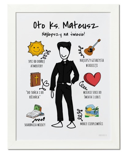 Plakat personalizowany na prezent dla księdza
