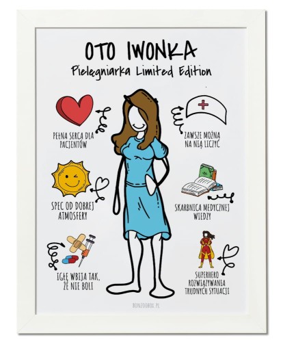 Plakat personalizowany na prezent dla pielęgniarki i lekarza