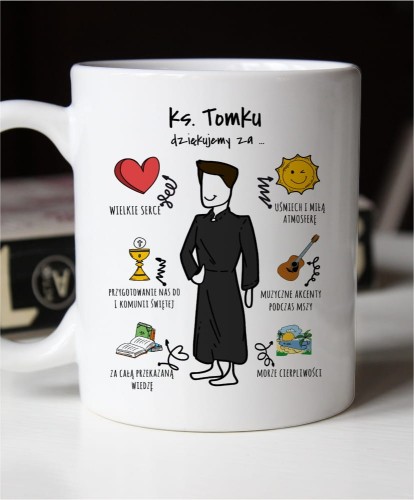 Podziękowanie dla księdza – personalizowany kubek na komunię, ślub lub chrzest