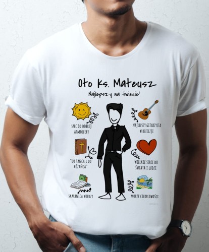 Koszulka personalizowana na prezent dla księdza 