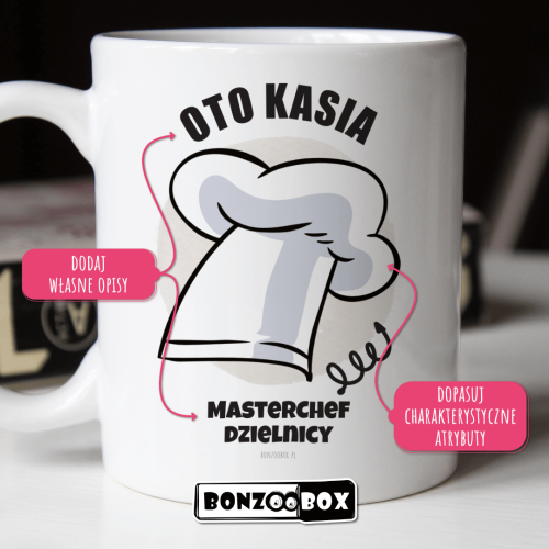 Kubek personalizowany z własnym tekstem i stworzoną grafiką