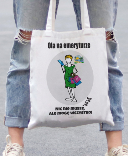 Torba personalizowana na prezent dla emerytki tworzony ze zdjęcia