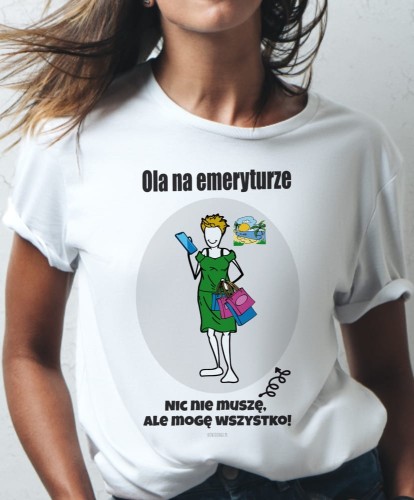 Koszulka personalizowana na prezent dla emerytki tworzony ze zdjęcia