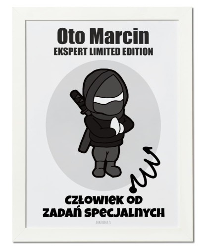 Plakat personalizowany na prezent dla kolegi z pracy, dla specjalisty