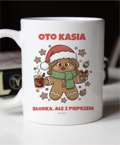 Kubek personalizowany z własnymi tekstami na prezent świąteczny dla niej
