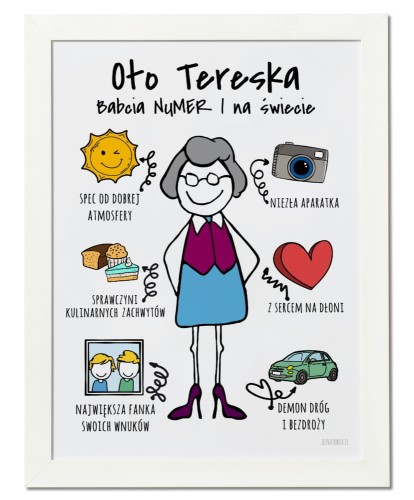Plakat na prezent dla babci personalizowany