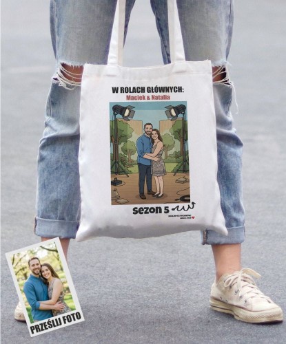 Torba  personalizowana na rocznicę i walentynki tworzona ze zdjęcia 