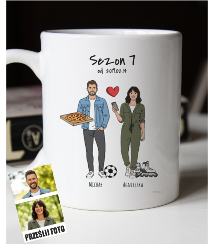 Kubek personalizowany na prezent dla pary tworzony ze zdjęcia