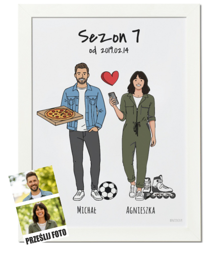 Plakat personalizowany na prezent dla pary tworzony ze zdjęcia