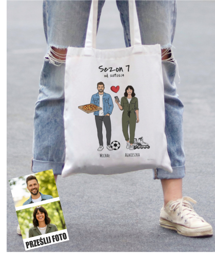 Torba personalizowana na prezent dla pary tworzona ze zdjęcia 