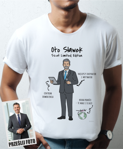 Koszulka personalizowana na prezent dla szefa tworzona ze zdjęcia 