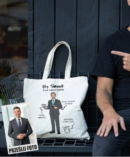 Torba personalizowana na prezent dla szefa tworzona z własnej podobizny 