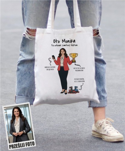 Torba personalizowana na prezent dla szefowej tworzona ze zdjęcia 