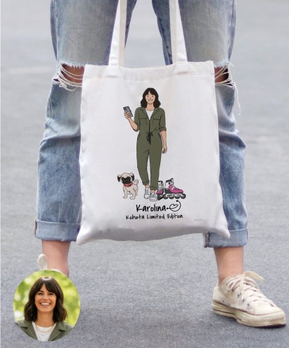 Torba personalizowana na prezent dla kobiety tworzona z własnej podobizny