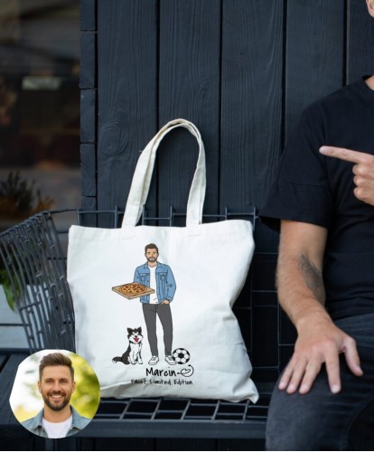 Torba personalizowana na prezent dla mężczyzny tworzona z własnej podobizny 