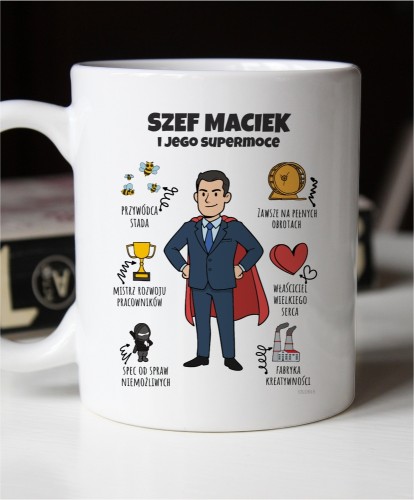 Kubek personalizowany na prezent dla szefa z prostą personalizacją