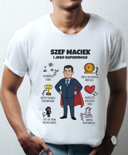 Koszulka personalizowana na prezent dla szefa z prostą personalizacją