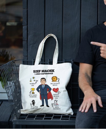 Torba personalizowana na prezent dla szefa z prostą personalizacją