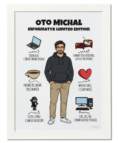 Prezent dla informatyka - personalizowany plakat z postacią