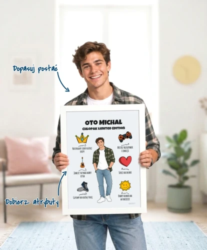 Prezent dla chłopaka - personalizowany plakat z postacią