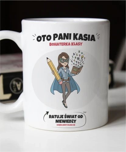Prezent dla nauczycielki - kubek personalizowany z własnym tekstem