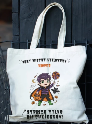 Torba na cukierki Halloween dla chłopca z imieniem